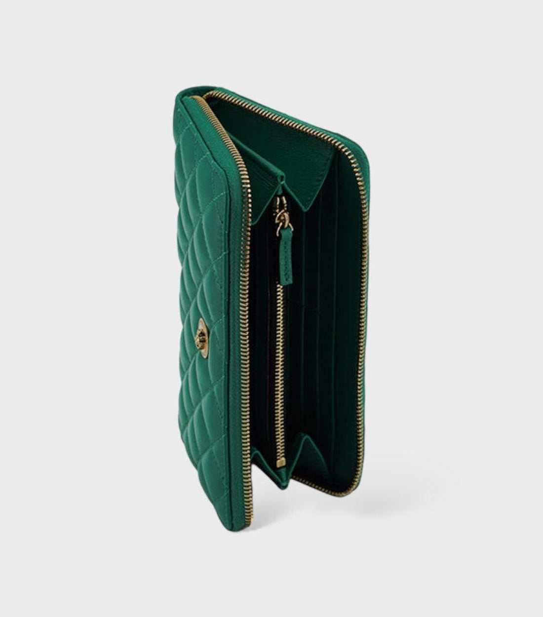 Versace Leer Long Zip Portomonee Groen