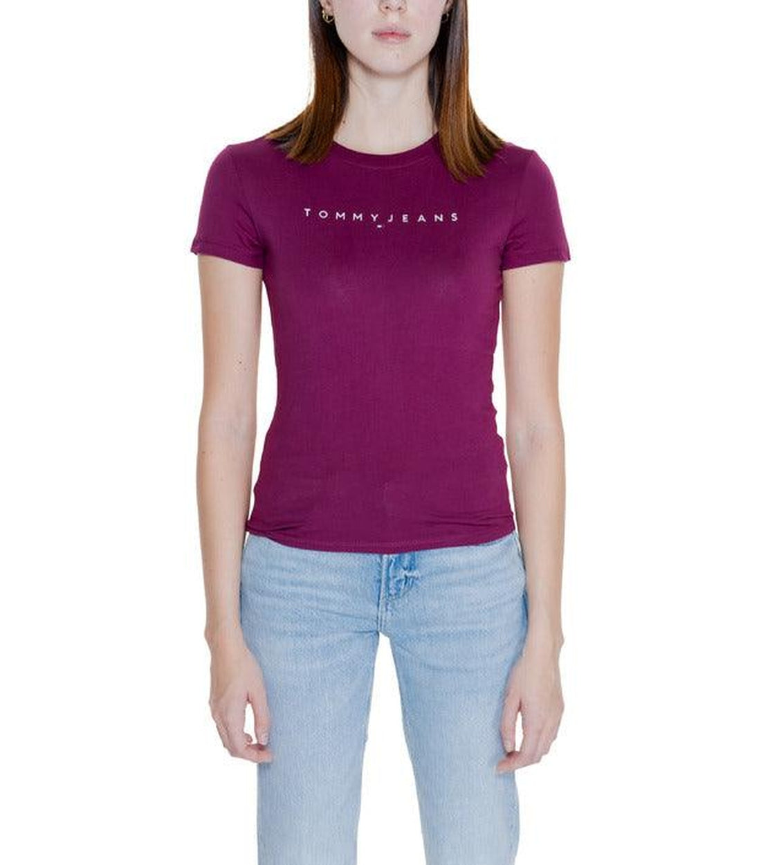 Tommy Hilfiger Jeans Paars Slim Linear T-shirt Dames