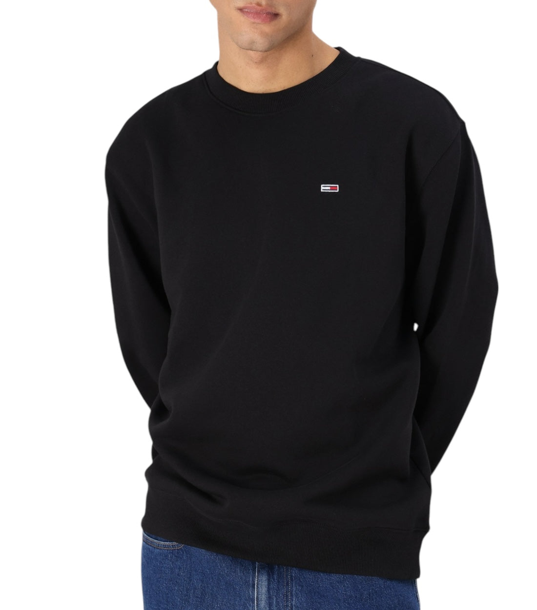 Tommy Hilfiger Jeans Zwart Sweatshirt Met Geborduurde Logo