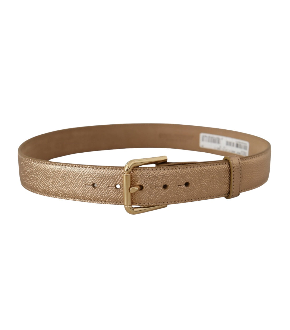 Dolce & Gabbana Chic Rose Goud Leren Riem Met Logo Gesp