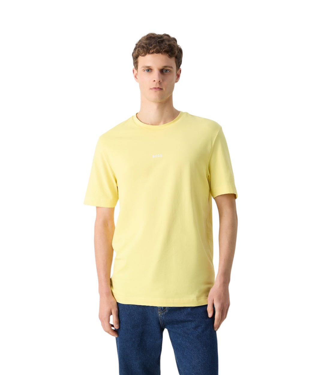 Hugo Boss Geel Katoenen Plain T-shirt