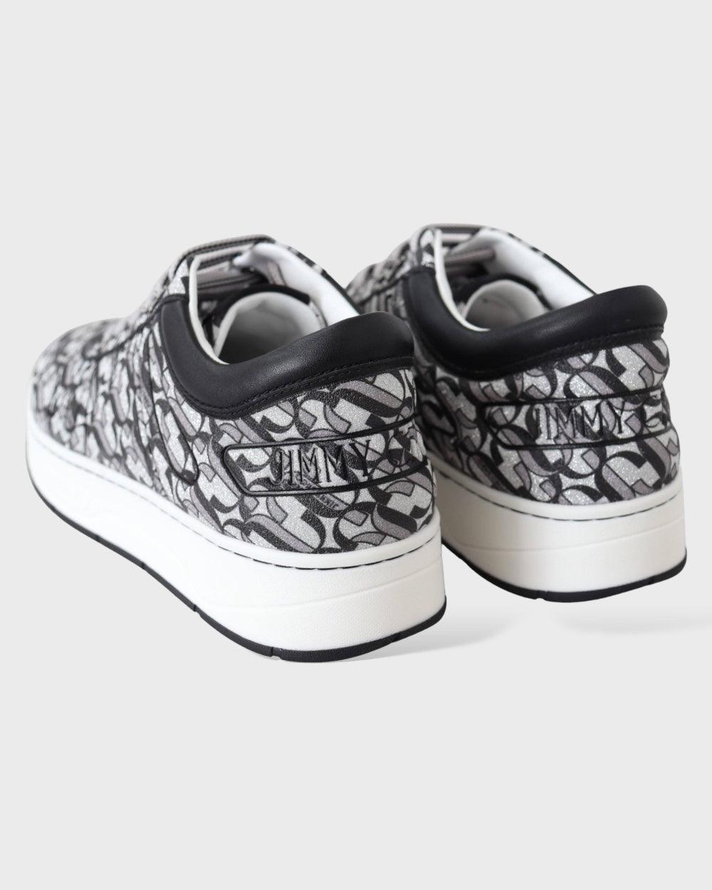 Jimmy Choo Zilver / Zwart Glitter Hawaii Sneakers