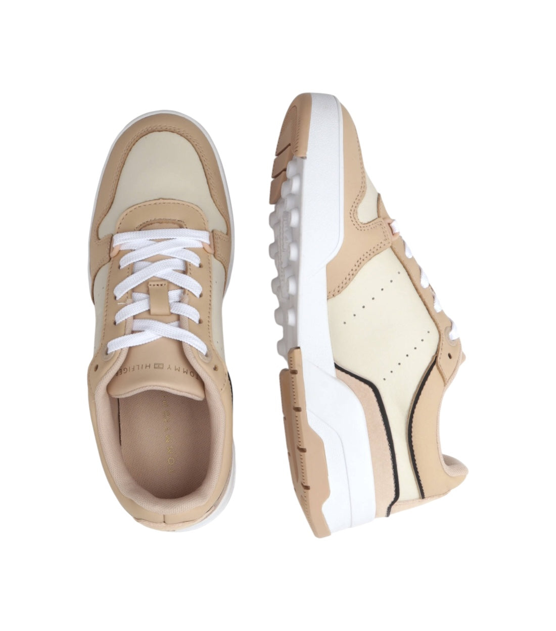 Tommy Hilfiger Beige Sneakers Met Logoaccent