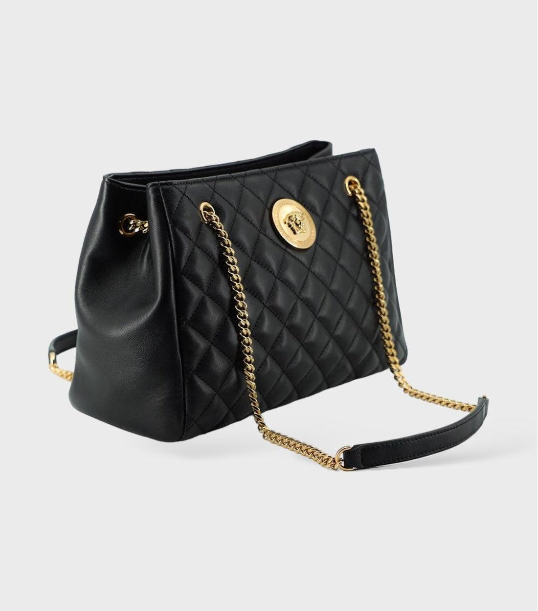 Versace Leer Medusa Tote Schoudertas Zwart