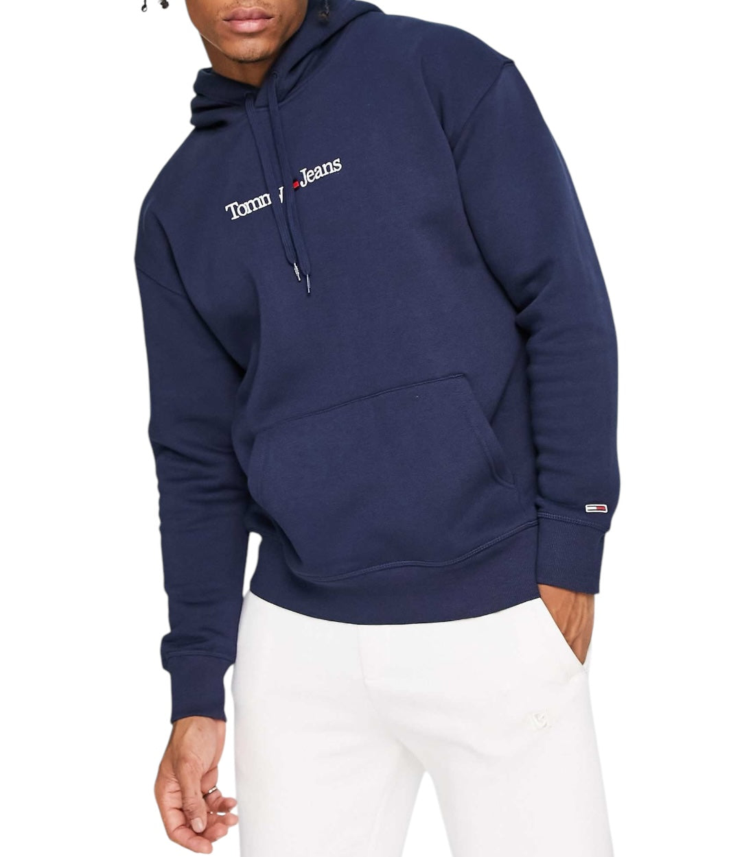 Tommy Hilfiger Jeans Blauw Hoodie Met Rechtlijnig Logo