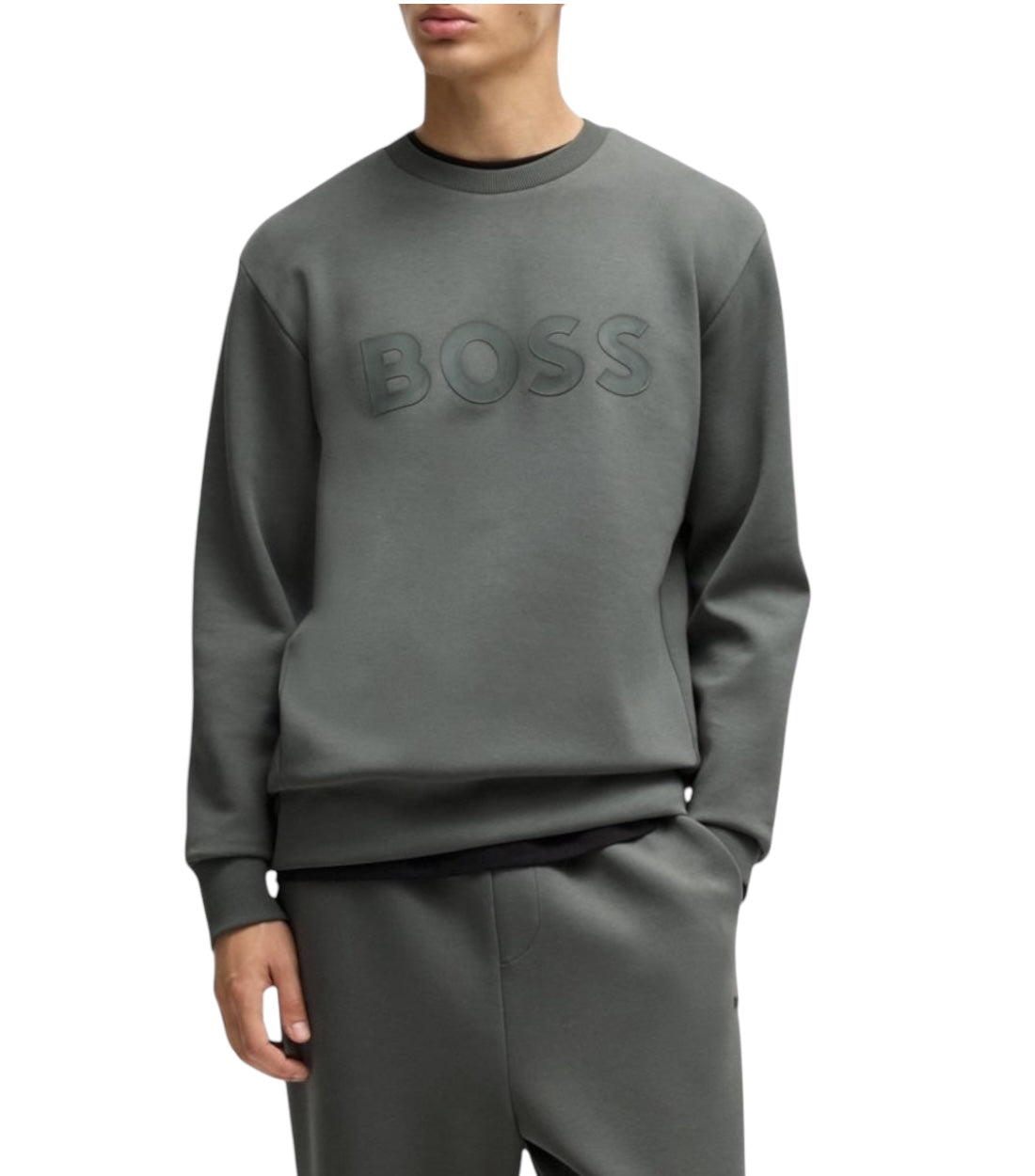 Suéter de algodón gris de Hugo Boss