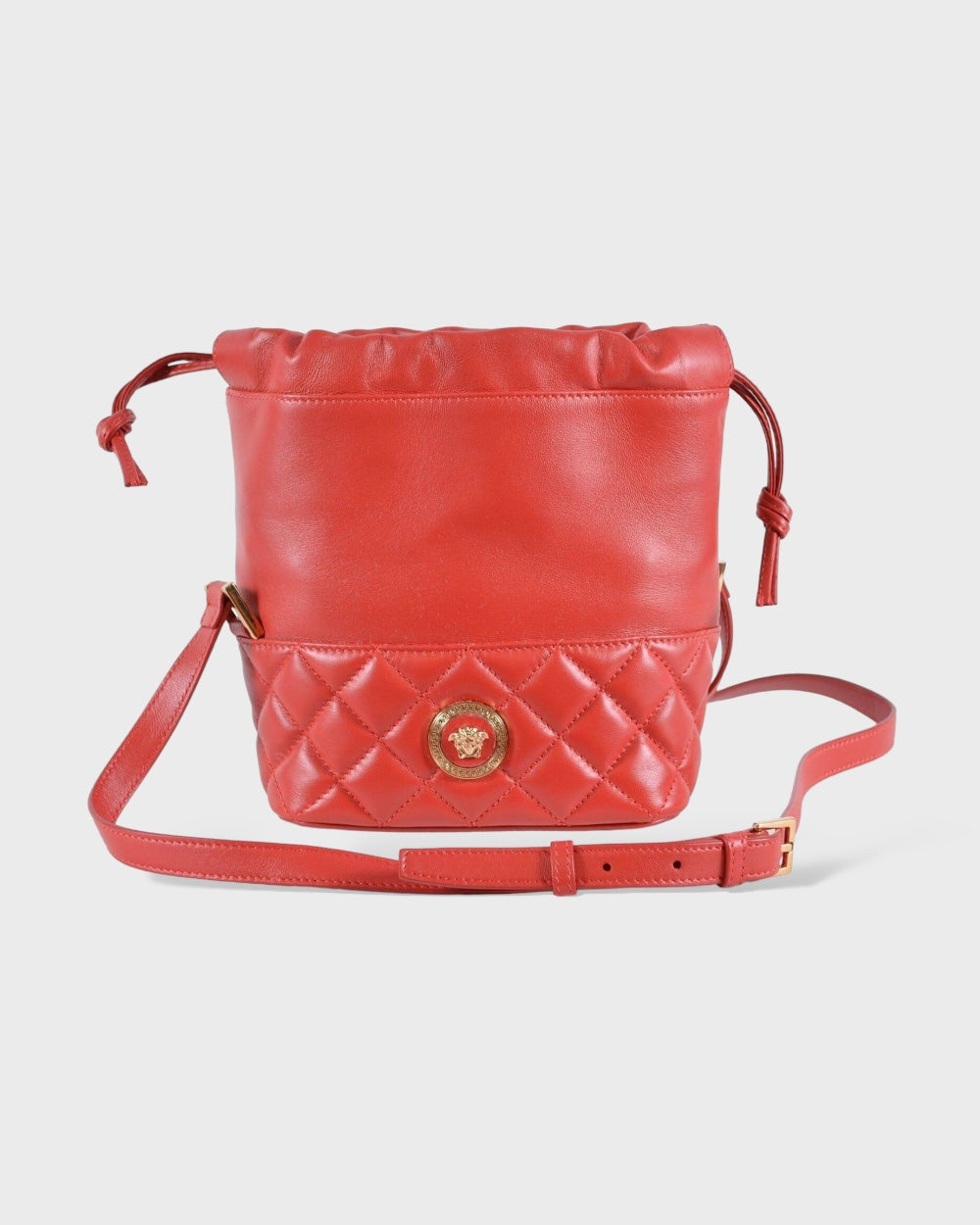 Versace Quilted Leer Drawstring Schoudertas