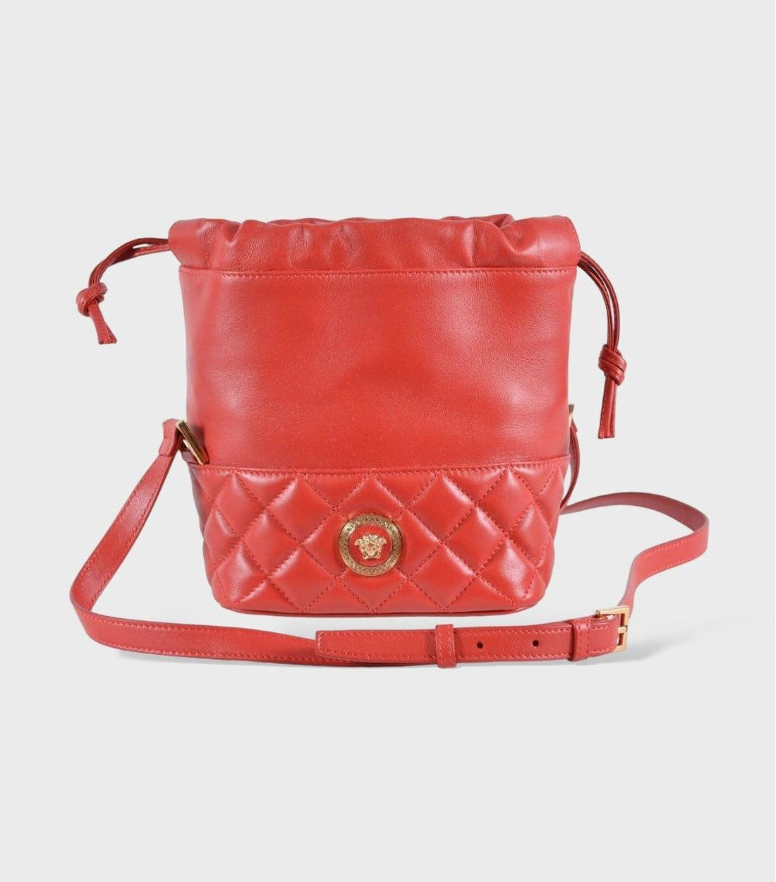 Versace Quilted Leer Drawstring Schoudertas