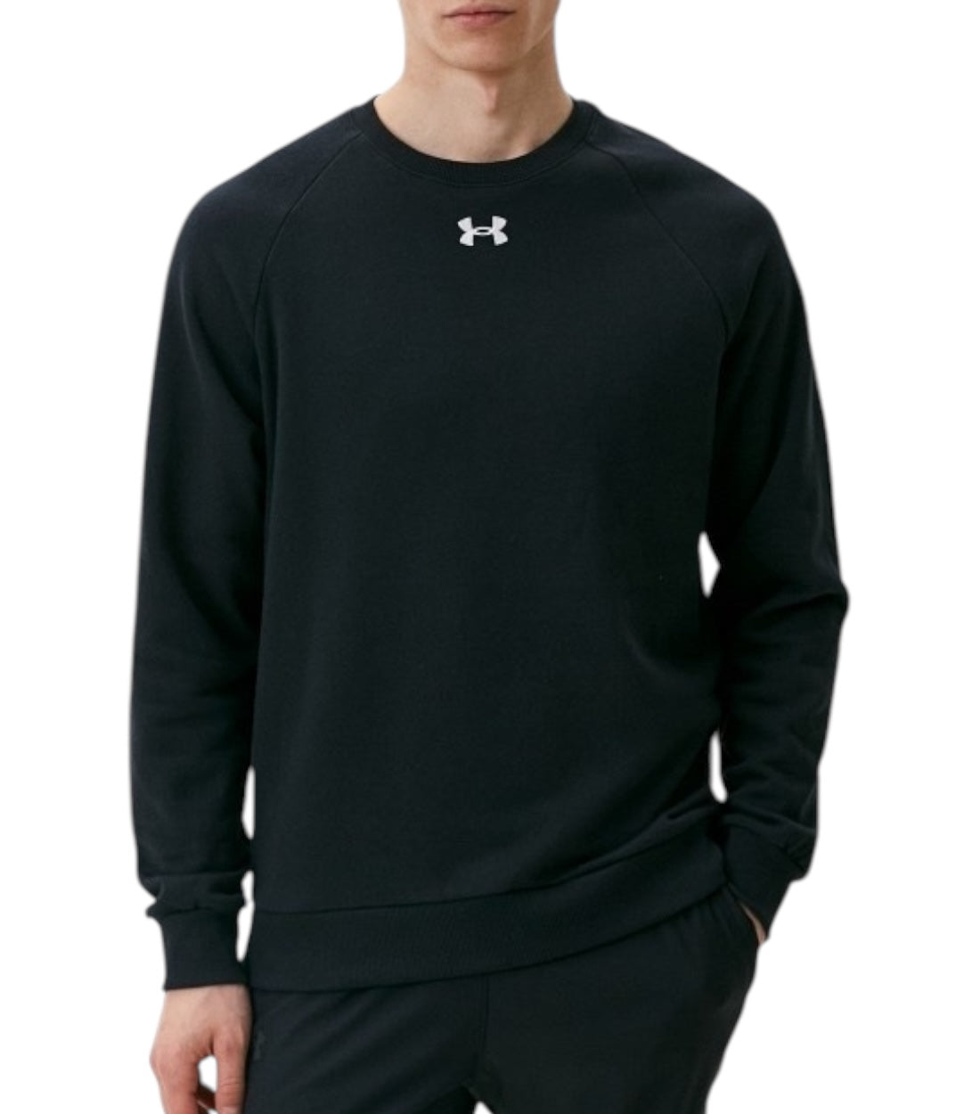 Under Armour Zwart Rival Fleece Crewneck Trui Met Logo