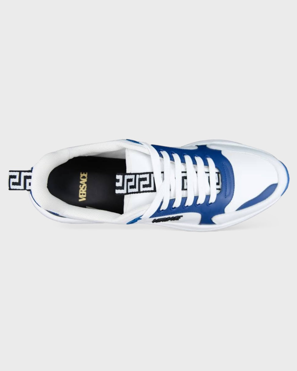 Versace Kalfleer Sneakers Blauw/Wit