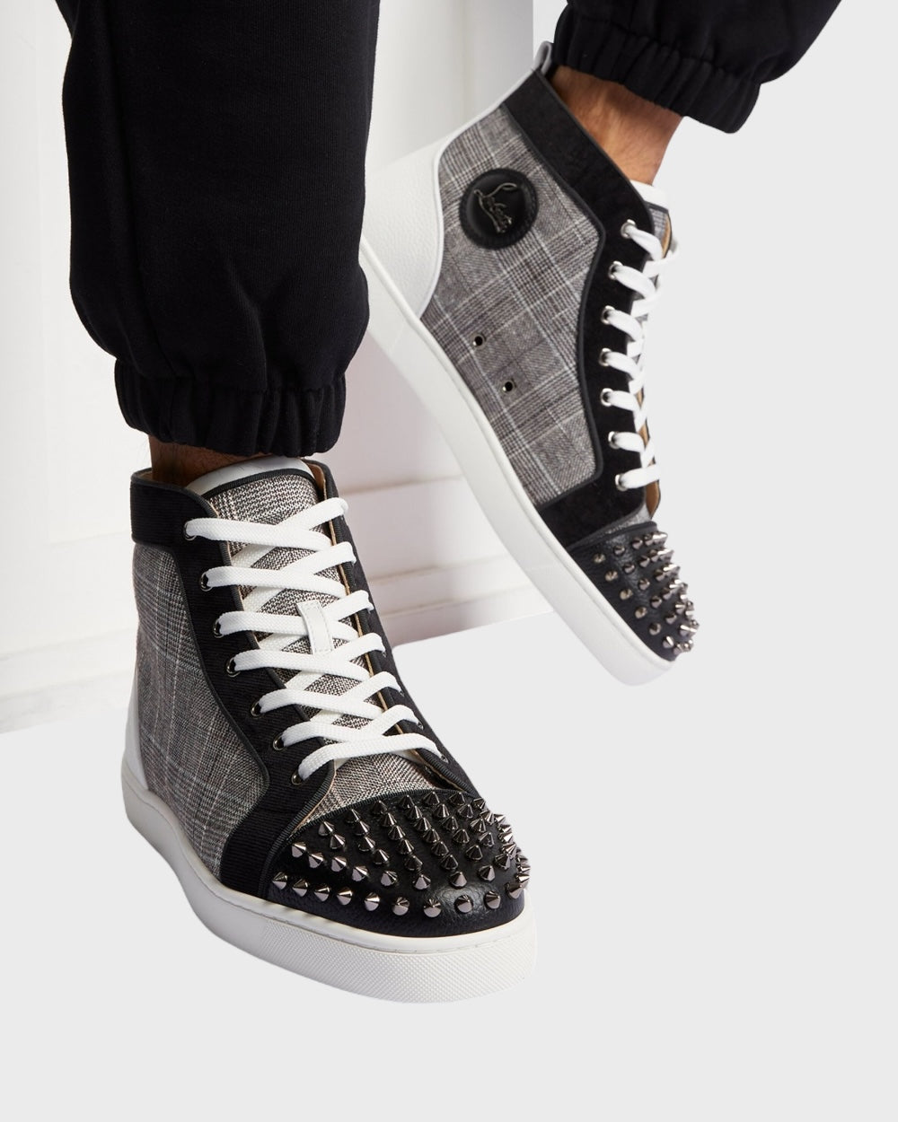 Christian Louboutin Lou Spikes Orlato High Top Sneakers Met Studs