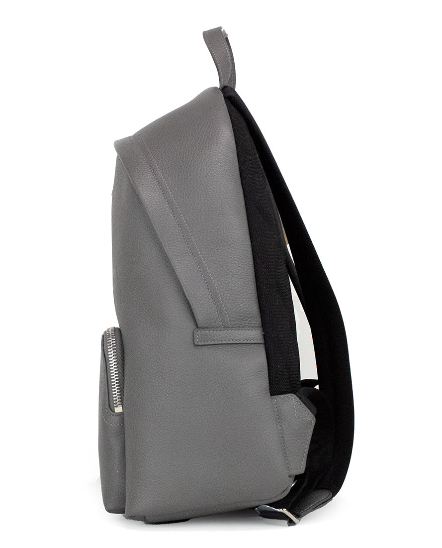 Burberry Abbeydale Branded Charcoal Gray Pebbled Leather Backpack Bookbag