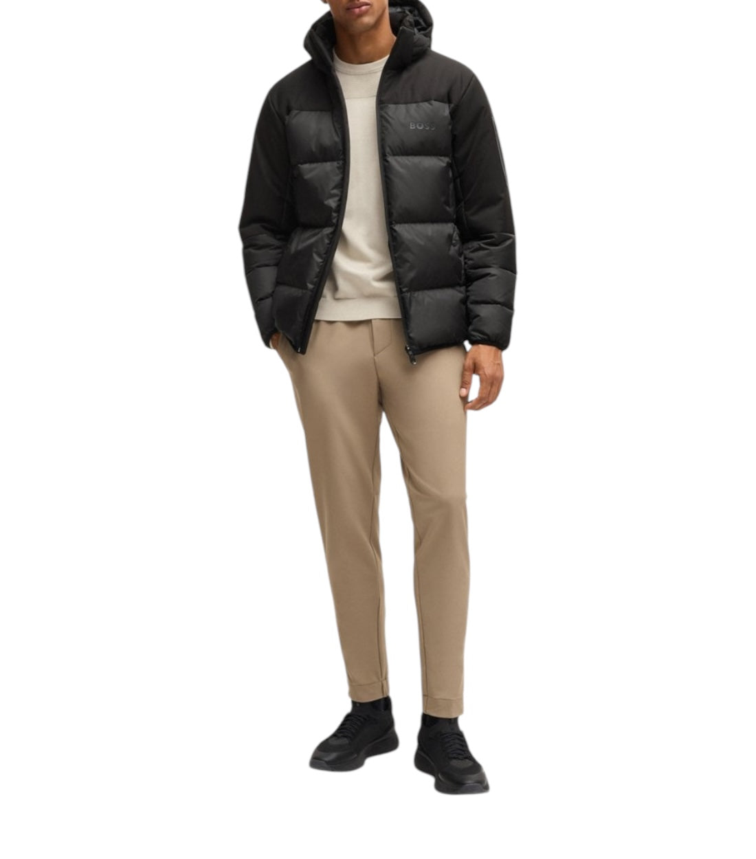 Hugo Boss Zwart Polyester Puffer Jas