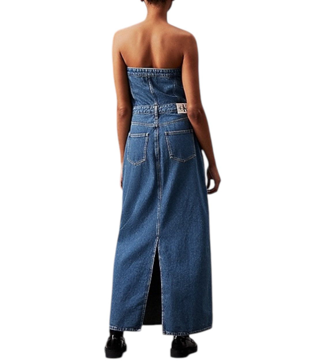 Calvin Klein Jeans Strapless Denim Maxi- Jurk