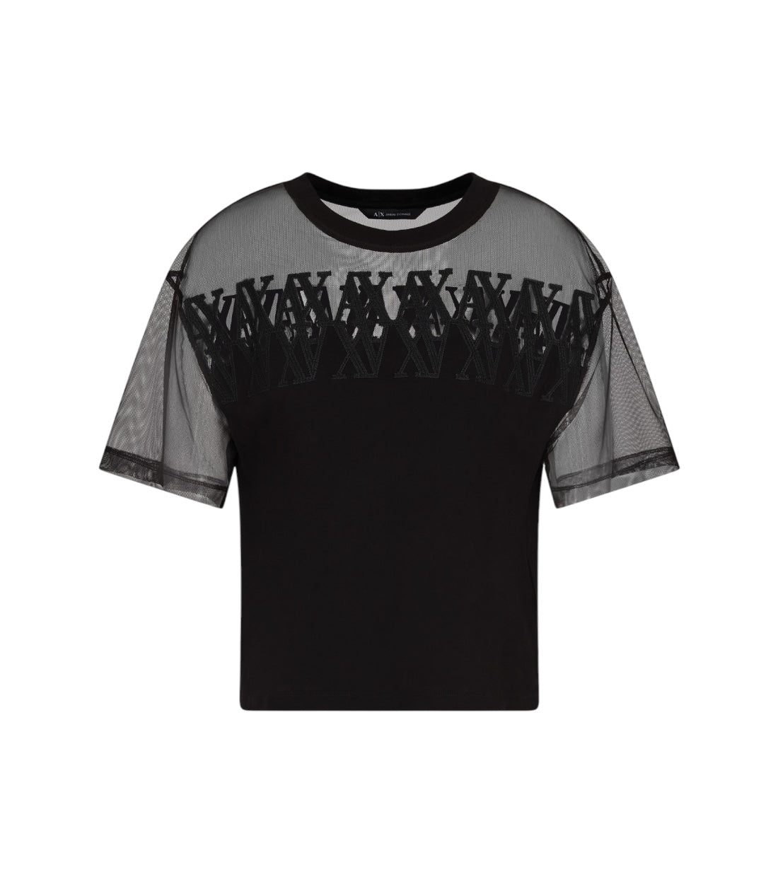 Armani Exchange Zwarte Cropped Mesh T-shirt