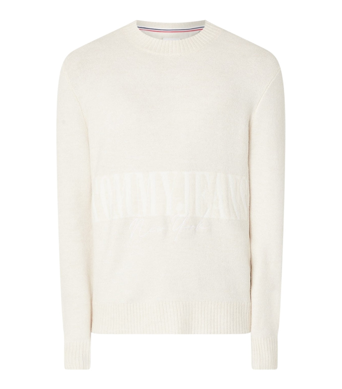 Tommy Hilfiger Jeans Beige Fijngebreide Pullover Met Logo