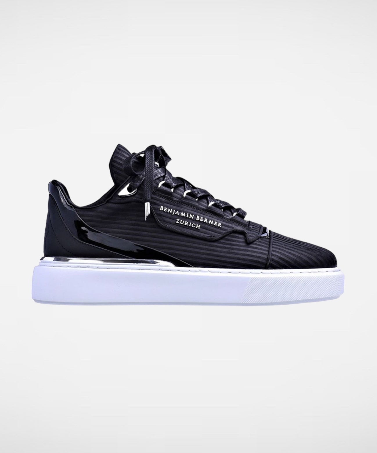 Benjamin Berner Raphael Low-Top Black 3D Striped Nubuck Sneakers