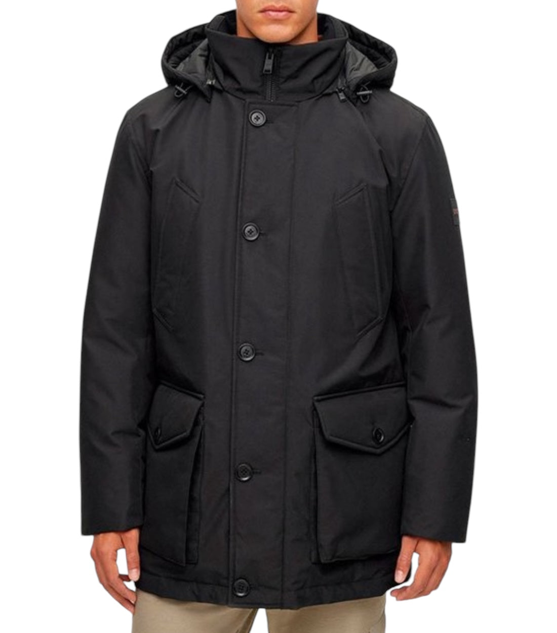 Hugo Boss Zwart Polyester Parka Jas