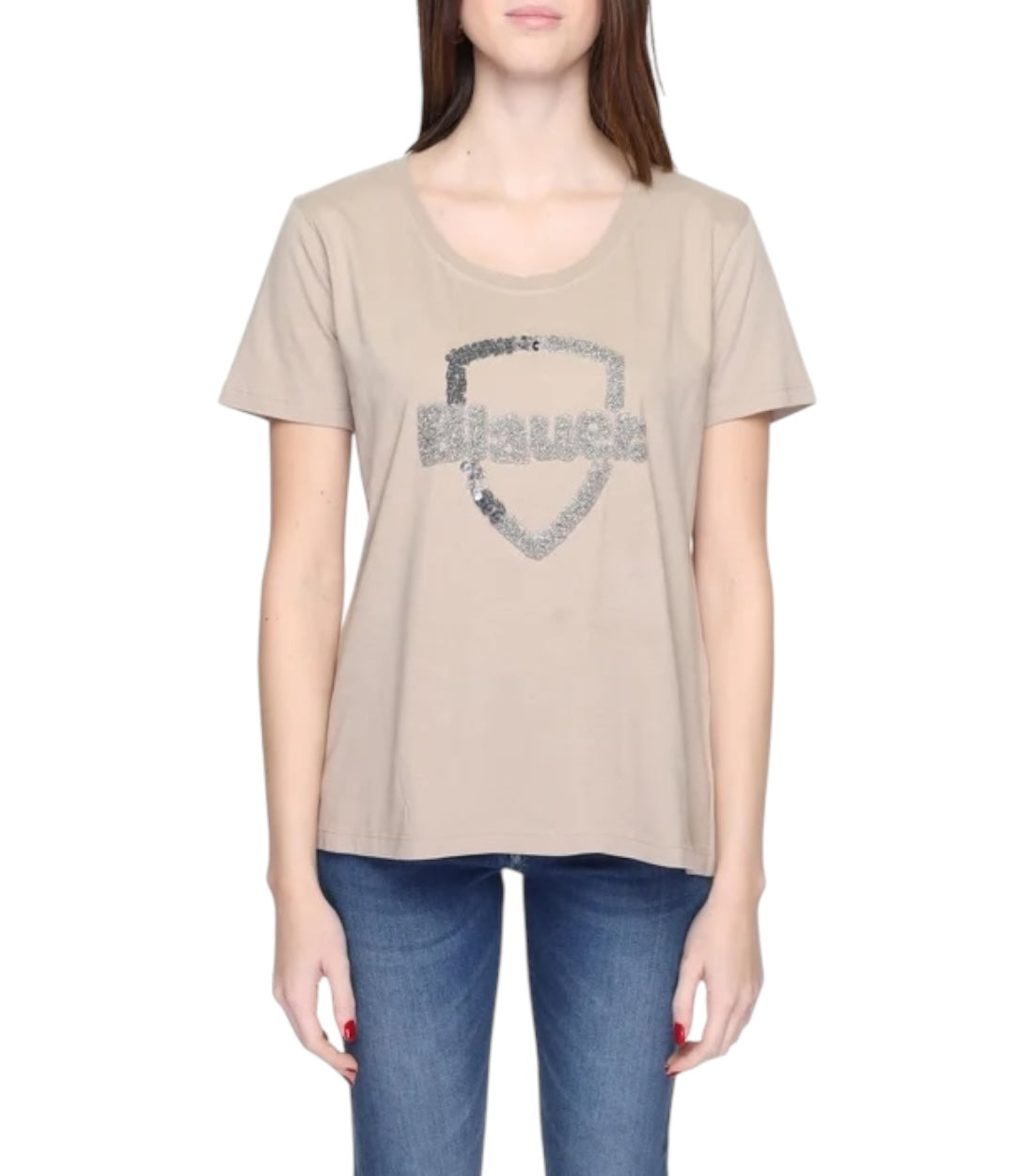 Blauer Beige T-shirt Dames