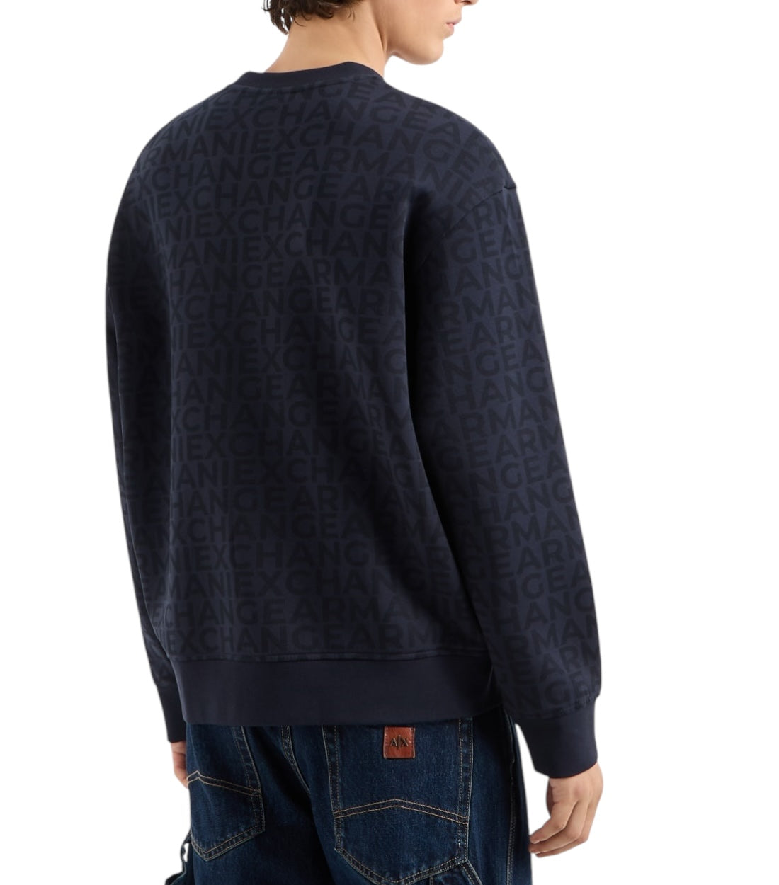 Armani Exchange Blauw Crewneck Trui Met Logoprint