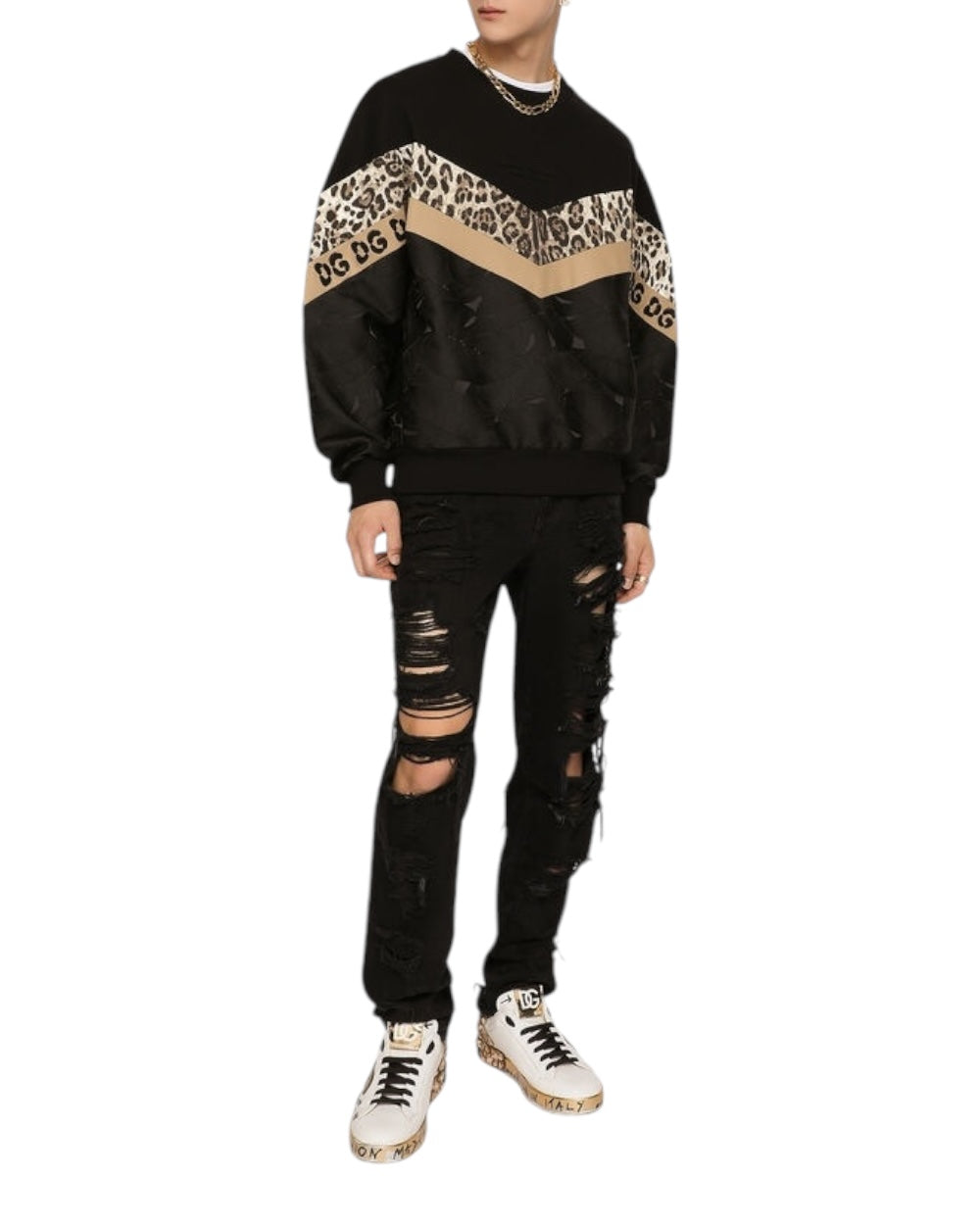 Dolce & Gabbana Zwart Leopaard Sweater