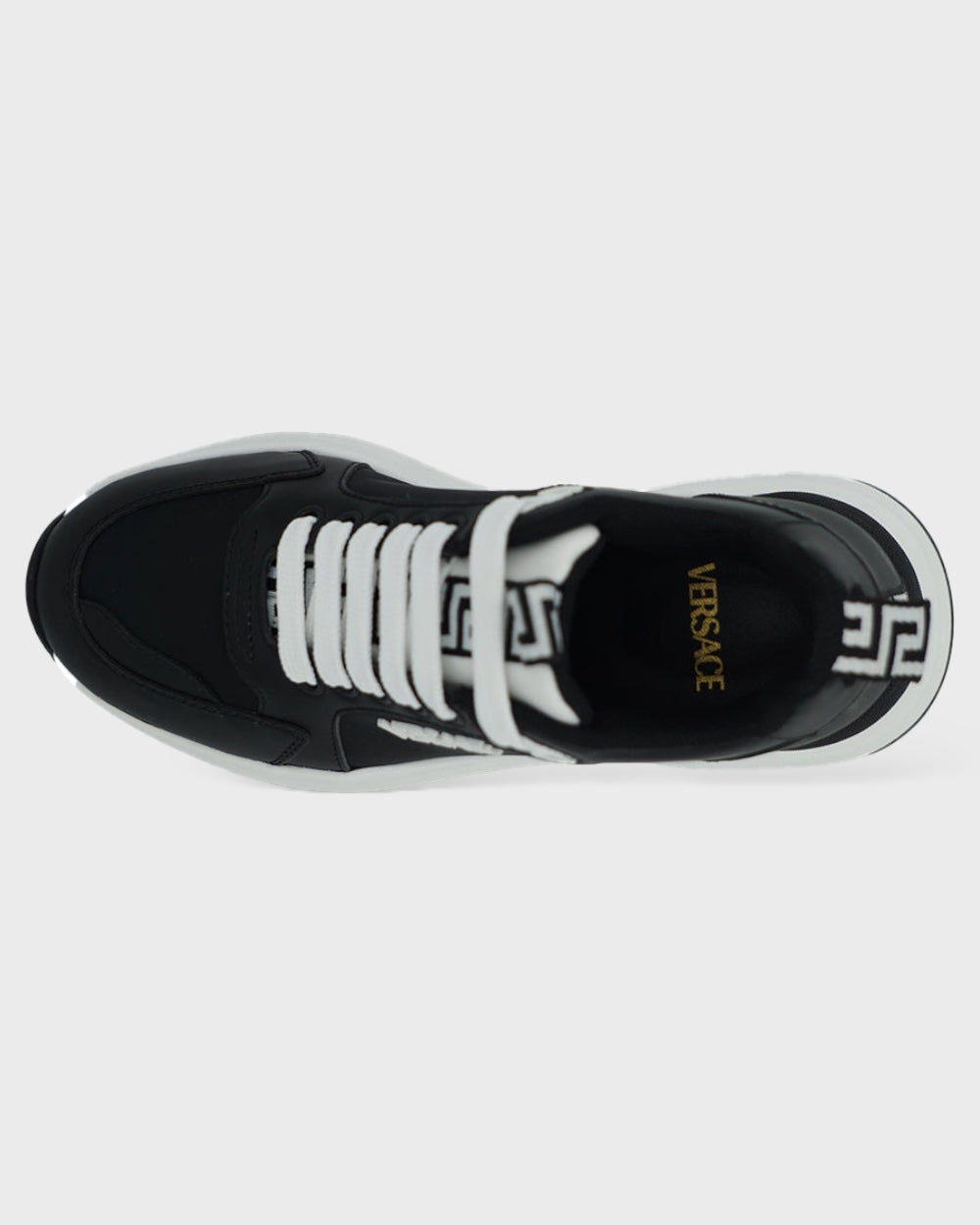 Versace Kalfleren Sneakers Zwart/Wit