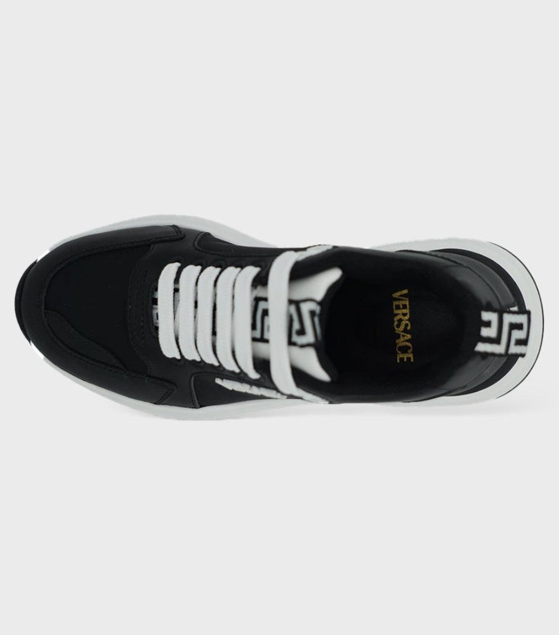 Versace Kalfleren Sneakers Zwart/Wit