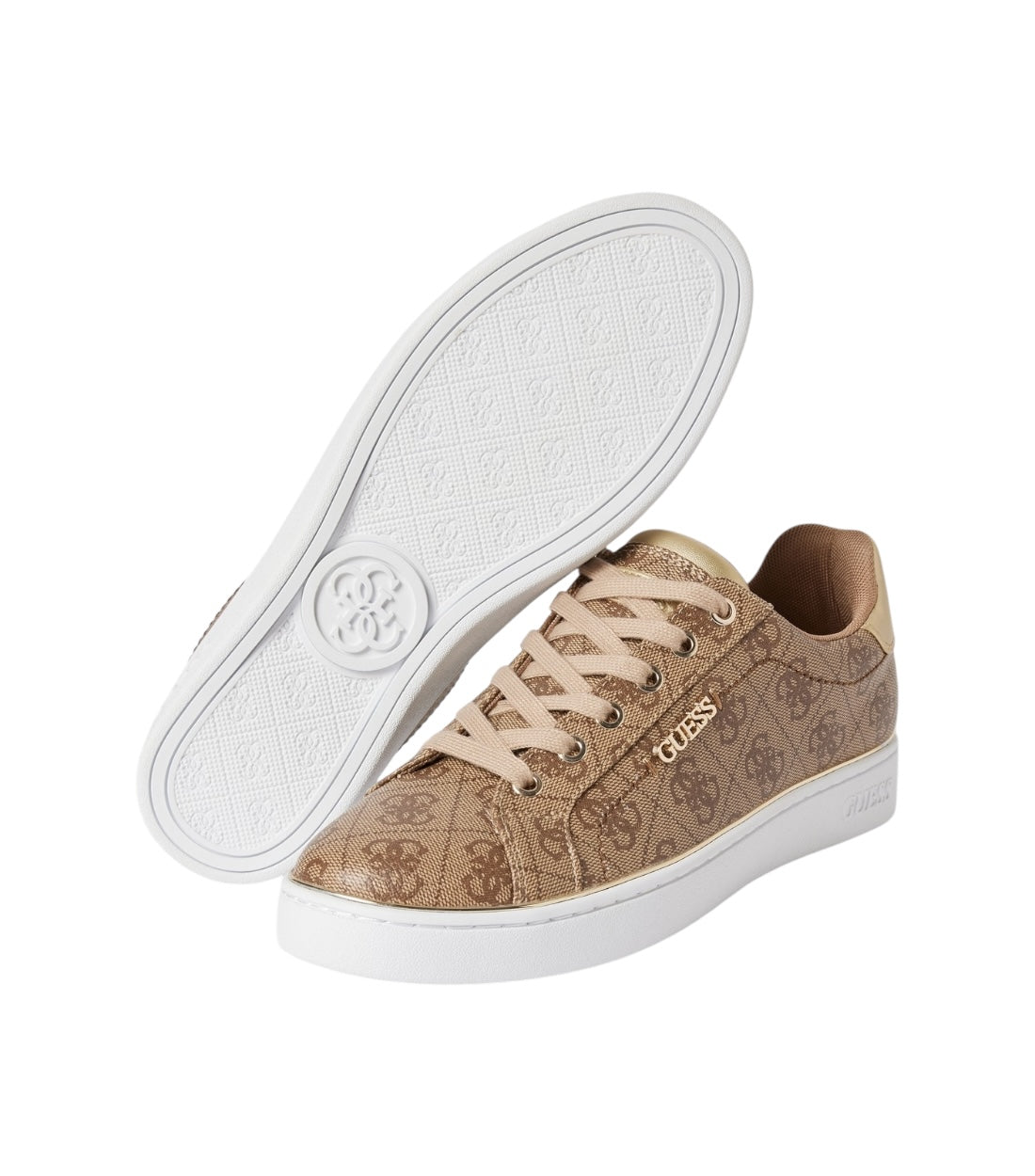 Guess Beige Beckie Sneakers met labelapplicatie