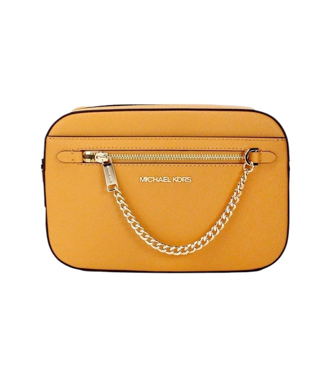 Michael Kors Jet Set Geel Zip Chain Crossbody Tas