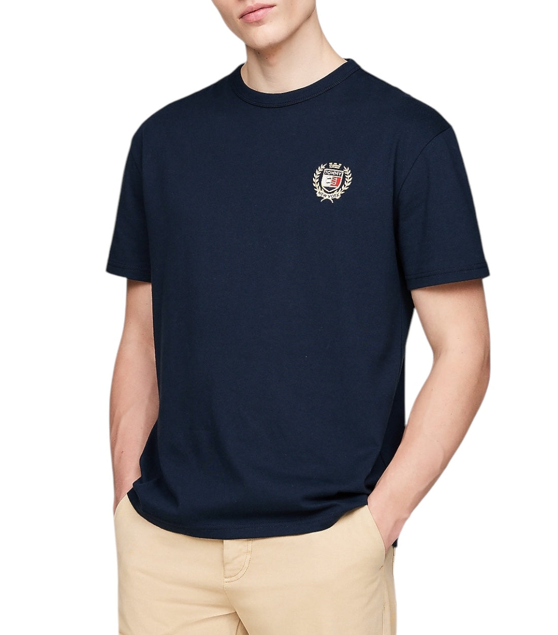 Tommy Hilfiger Blauw T-shirt Met Ronde Hals En Geborduurd Logo