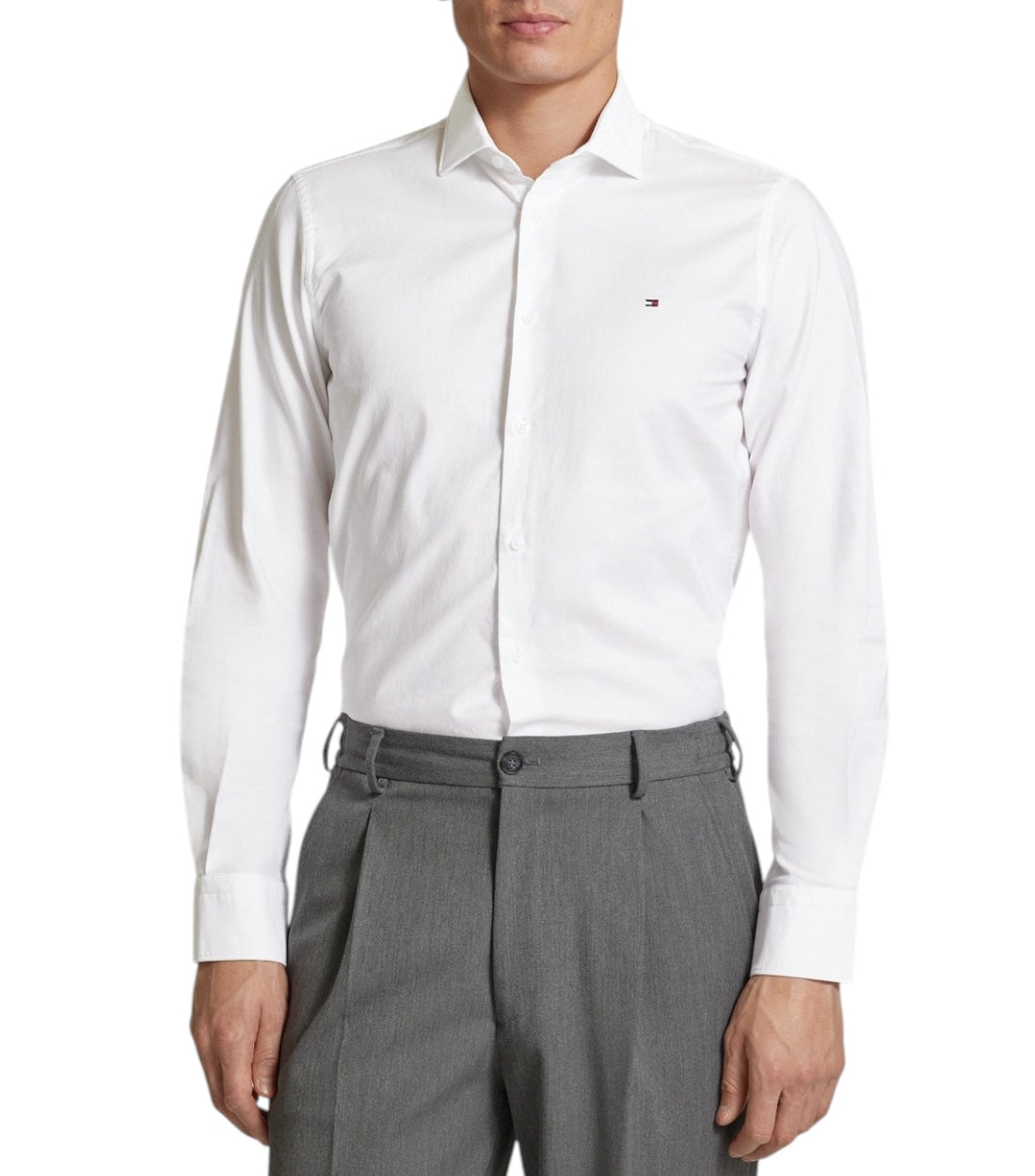 Tommy Hilfiger Wit Original Slim Fit Overhemd Met Stretch