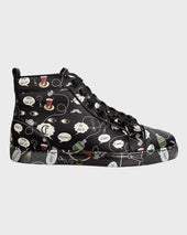 Christian Louboutin Louis Orlato Zwart Satijnen High Top Sneakers