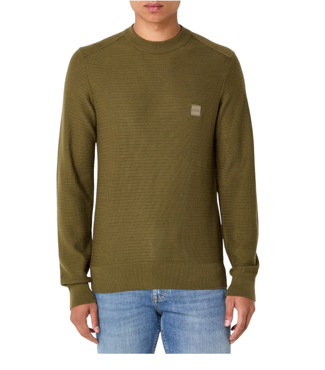 Boss Groen Anion Fijngebreide Pullover