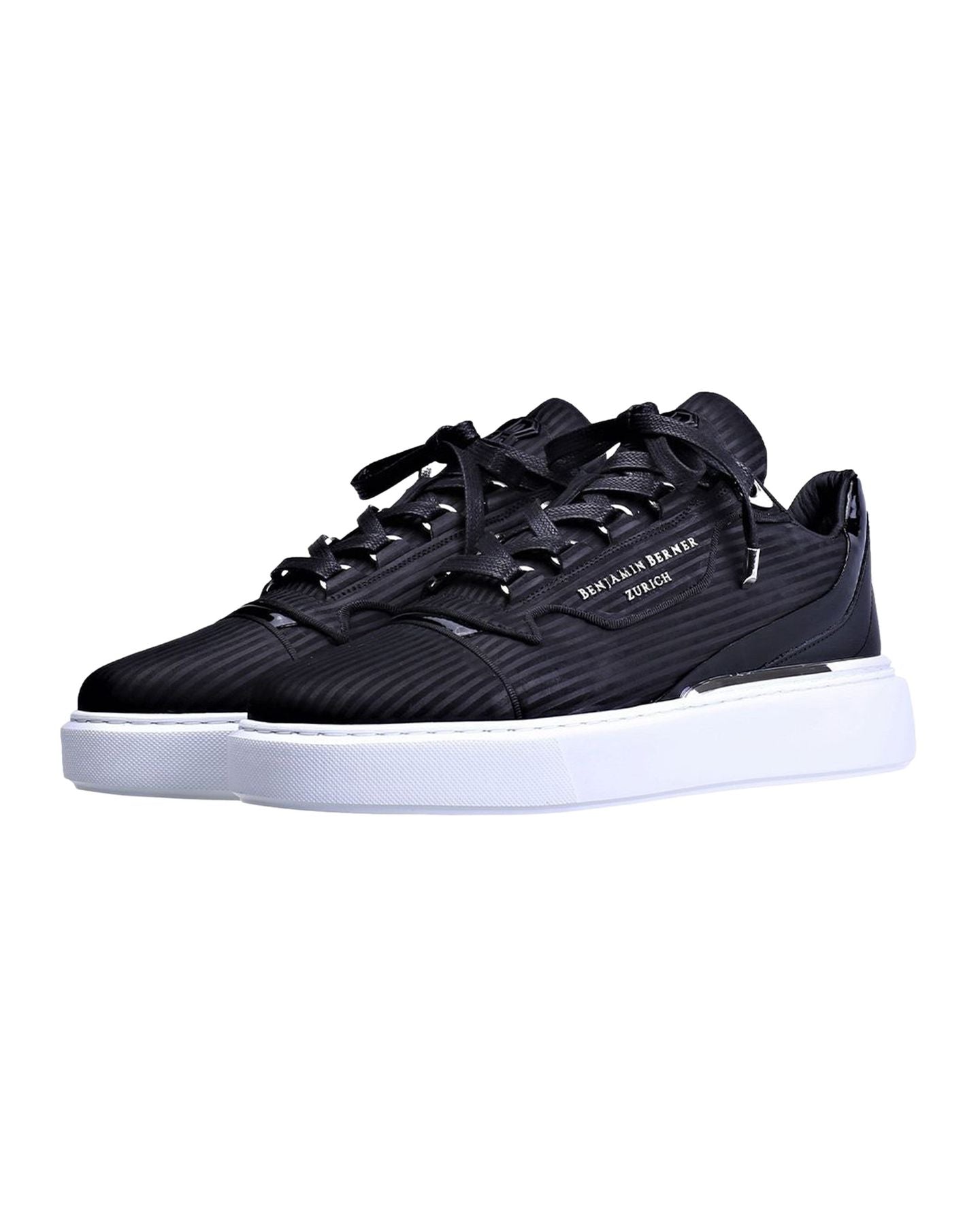 Benjamin Berner Raphael Low-Top Black 3D Striped Nubuck Sneakers