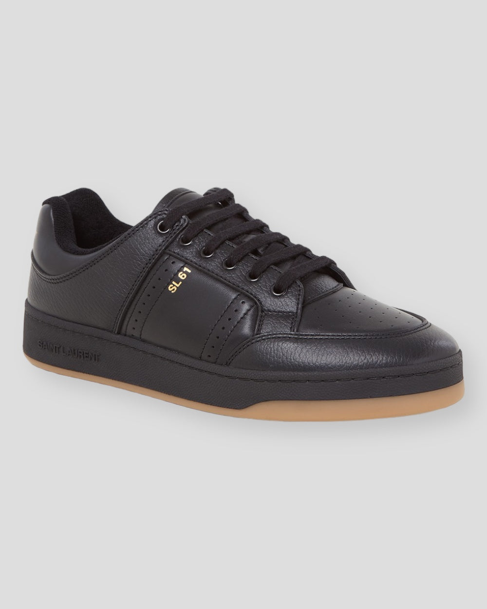 Saint Laurent Kalfsleer Laag Top Sneakers Zwart