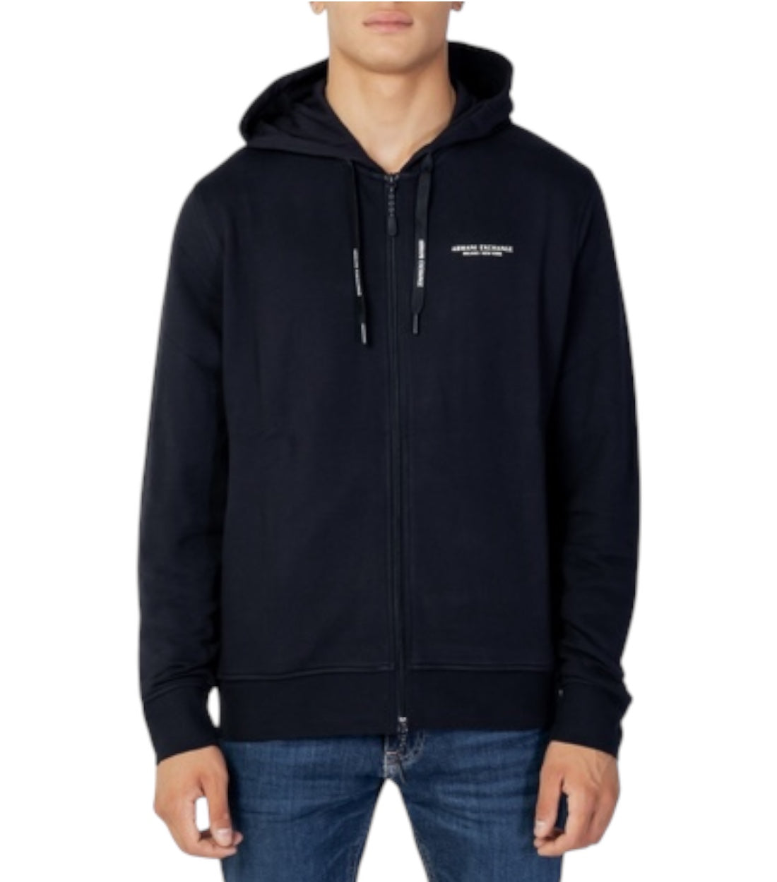 Armani Exchange Blauw Hoodie Met Rits en Logo