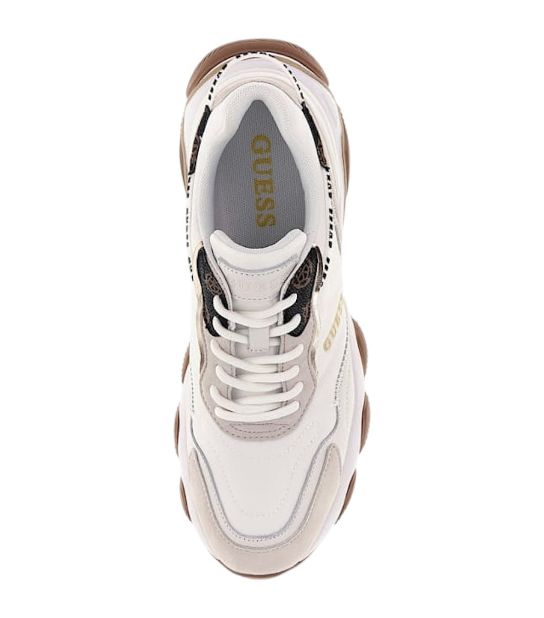 Guess Beige Micola Mixed Leren Sneakers