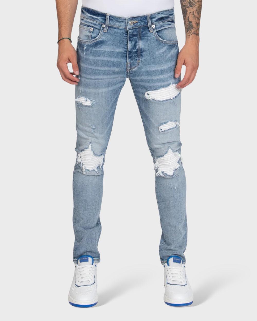 My Brand Blauw Ripped Biker Jeans