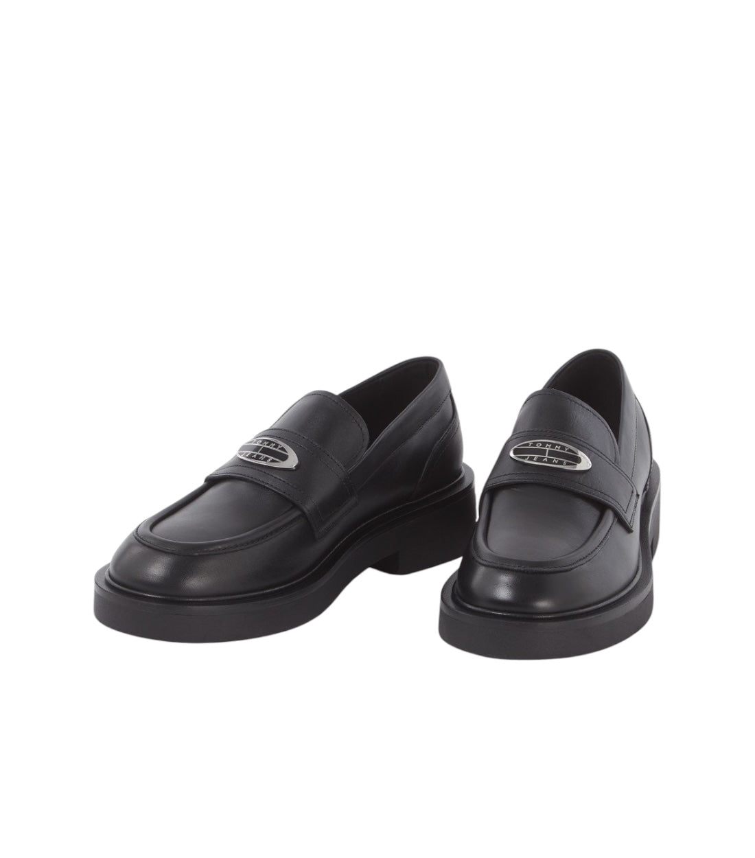 Tommy Hilfiger Zwart Leren Dames Loafer Met Logo