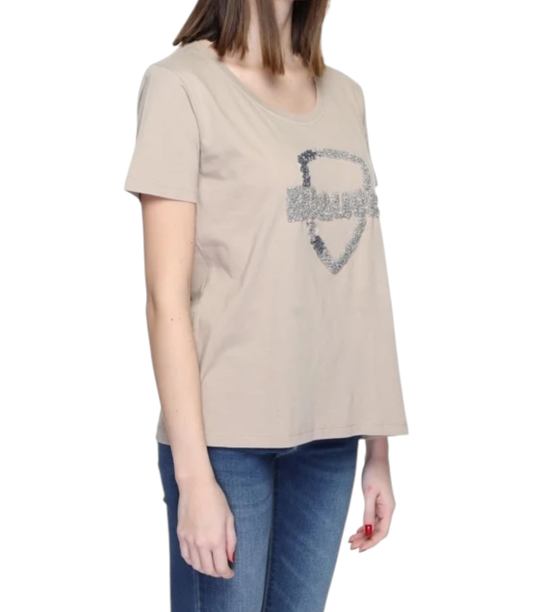 Blauer Beige T-shirt Dames