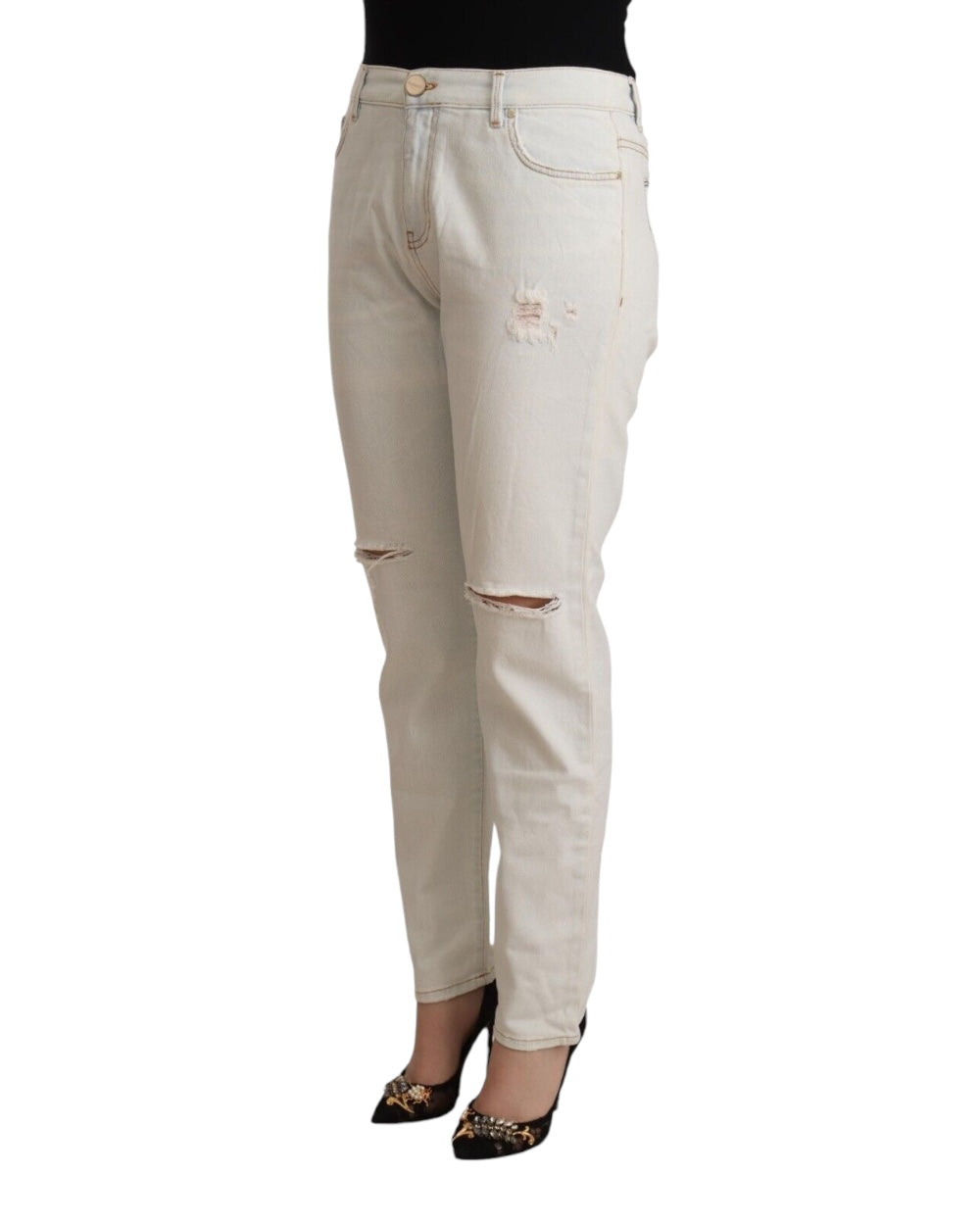 PINKO Witte Midden Taille Skinny Denim Jeans