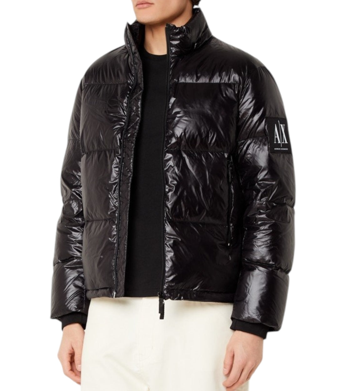 Armani Exchange Zwart Down Puffer Jas Met Donsvulling