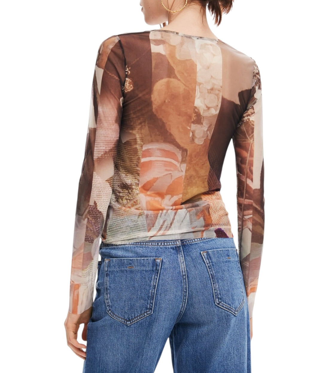 Desigual Bruine T-shirt Met Bloemenprint