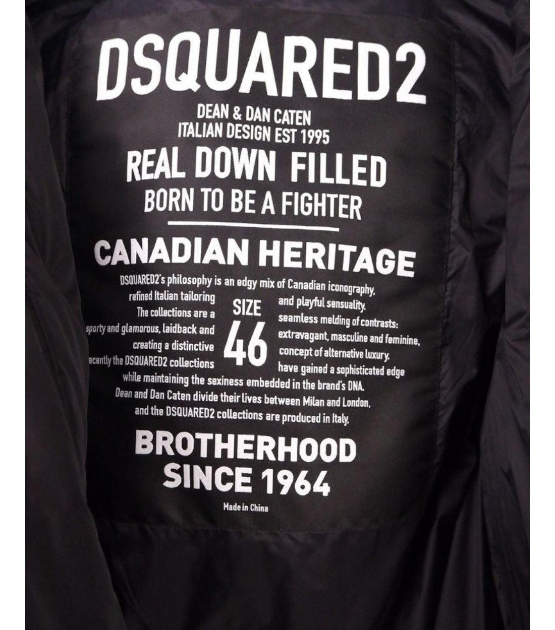 Dsquared2 Zwart Jas Met 100% Puur Ganzendons Vulling