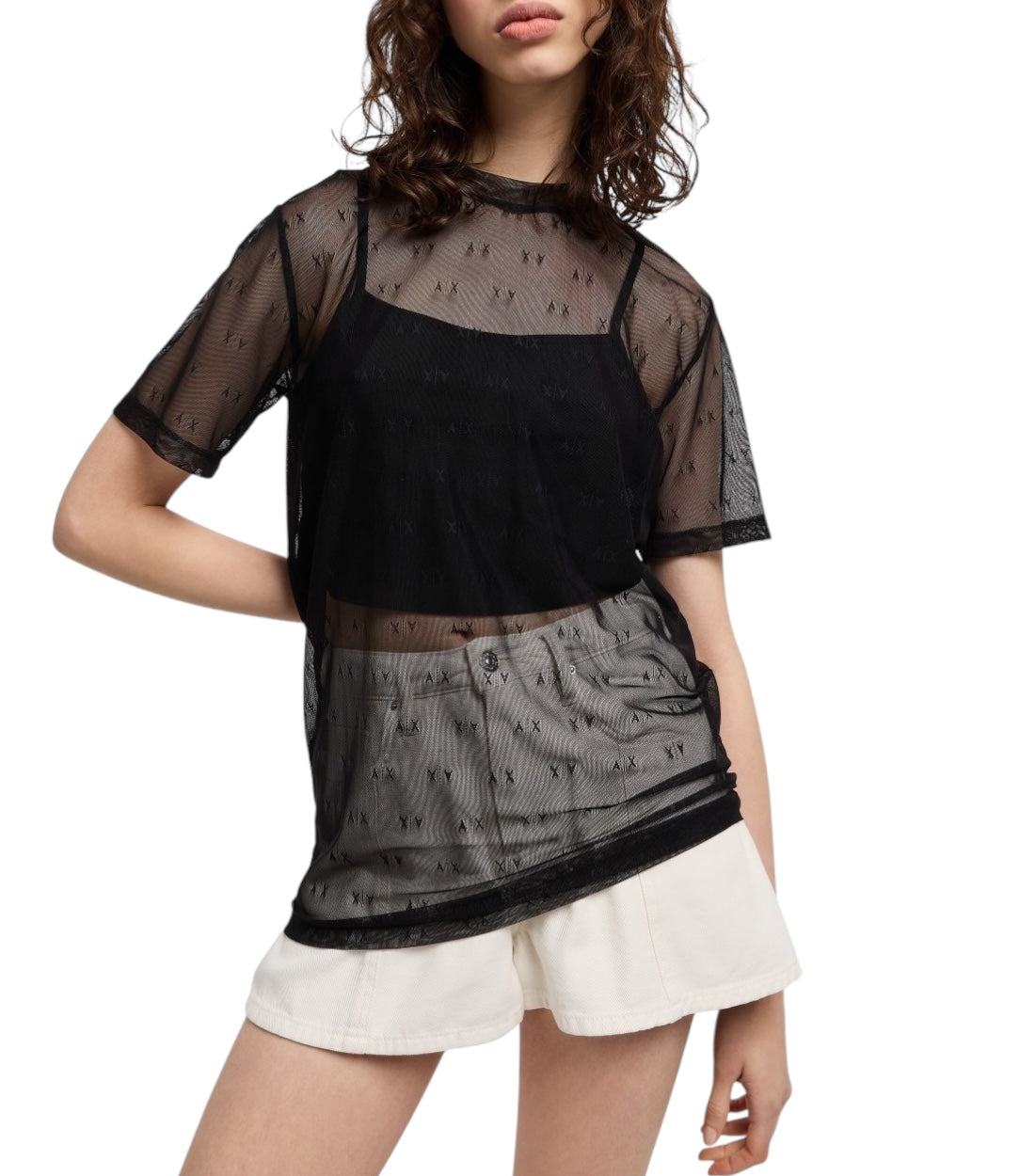 Armani Exchange Zwarte Mesh T-shirt