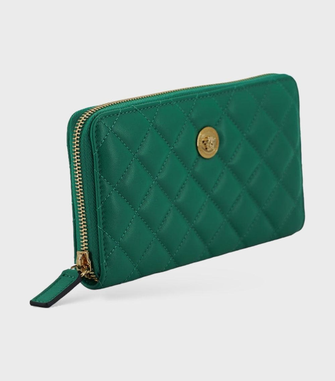 Versace Leer Long Zip Portomonee Groen