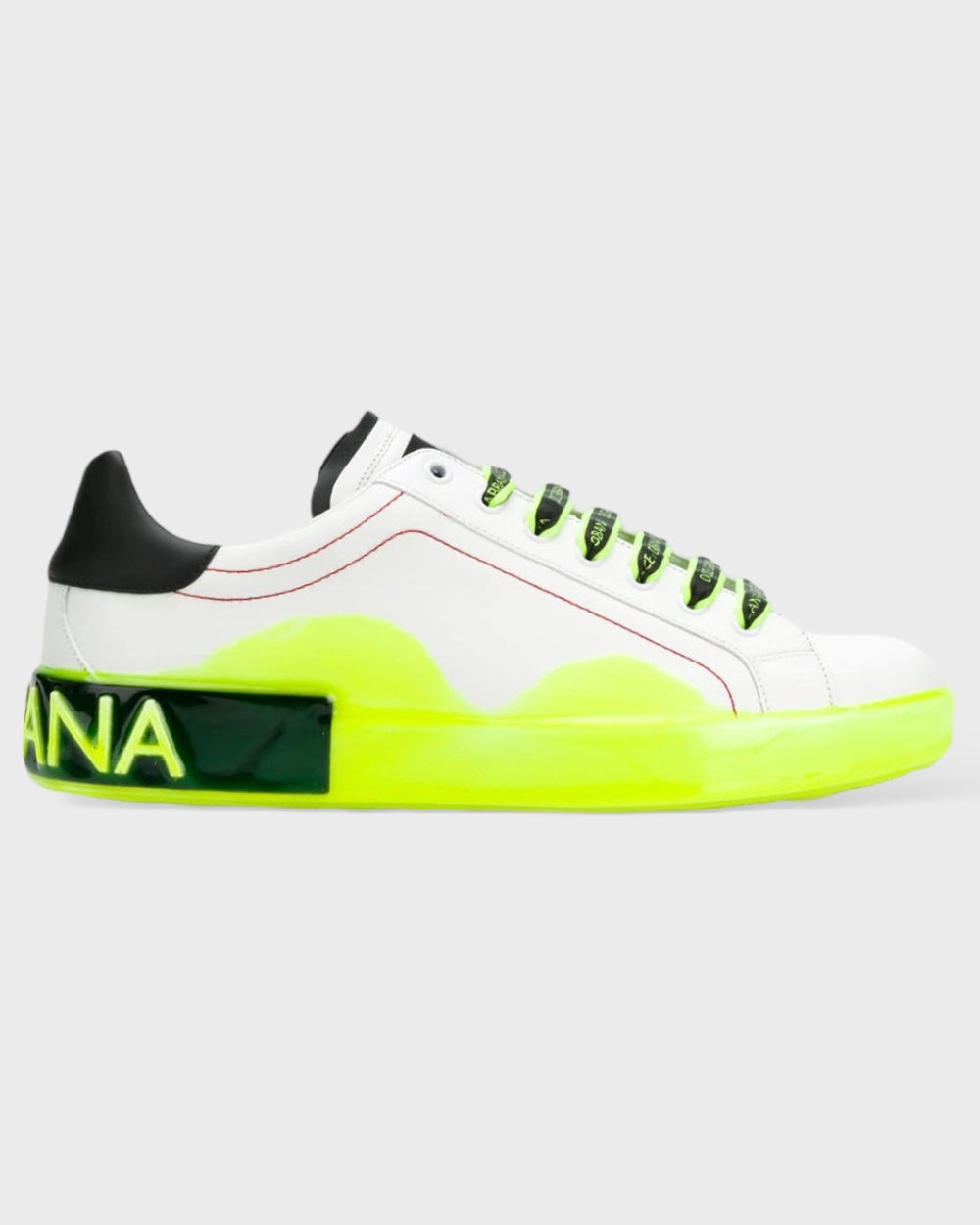 Dolce & Gabbana Wit Neon Geel Leren Sneakers