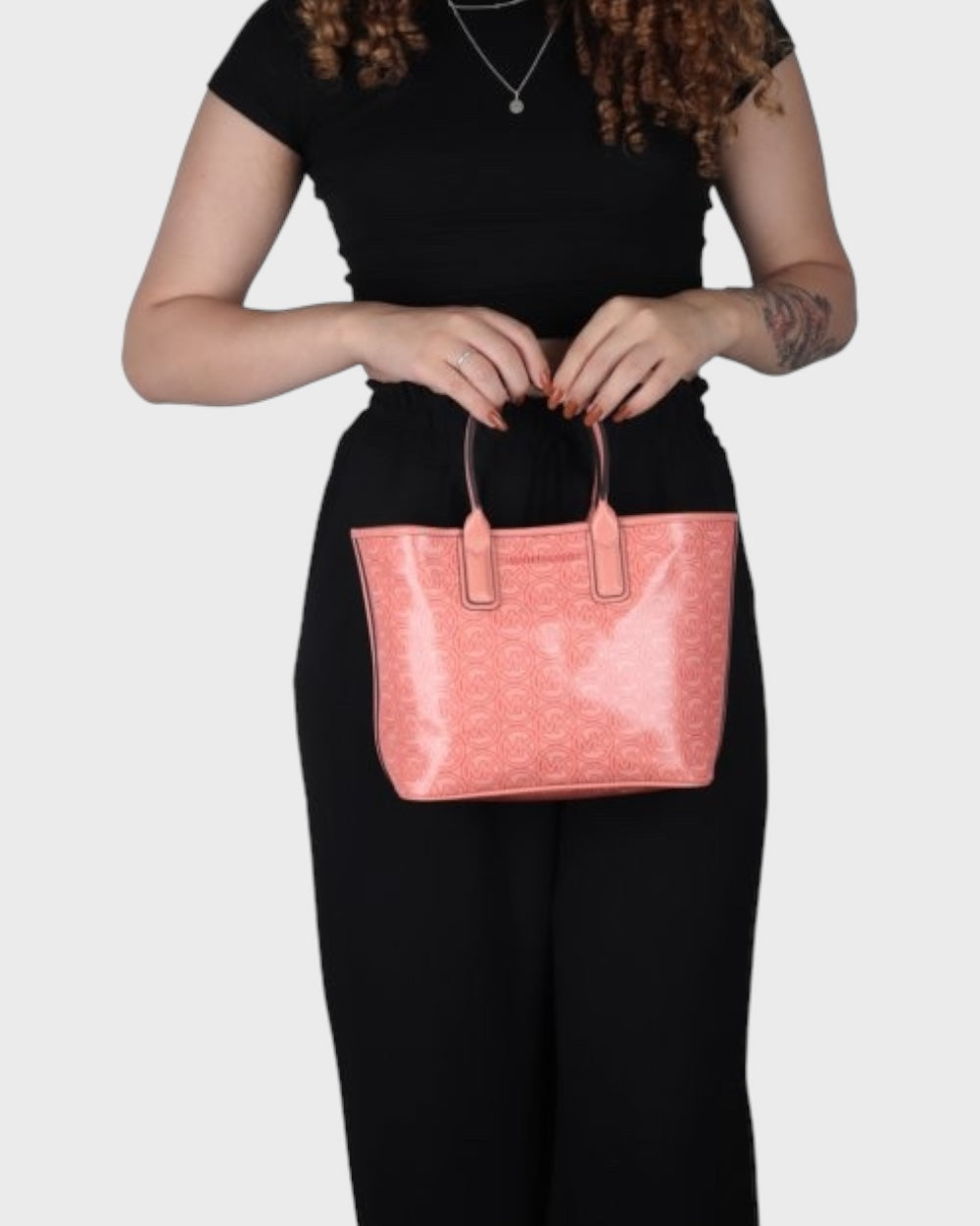 Michael Kors Jodie Sherbert Jacquard Roze Handtas