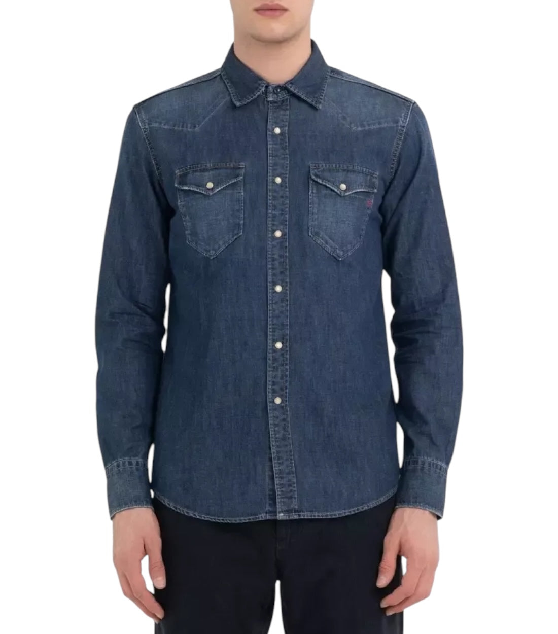 Replay Blauw Camicia Denim Overhemd