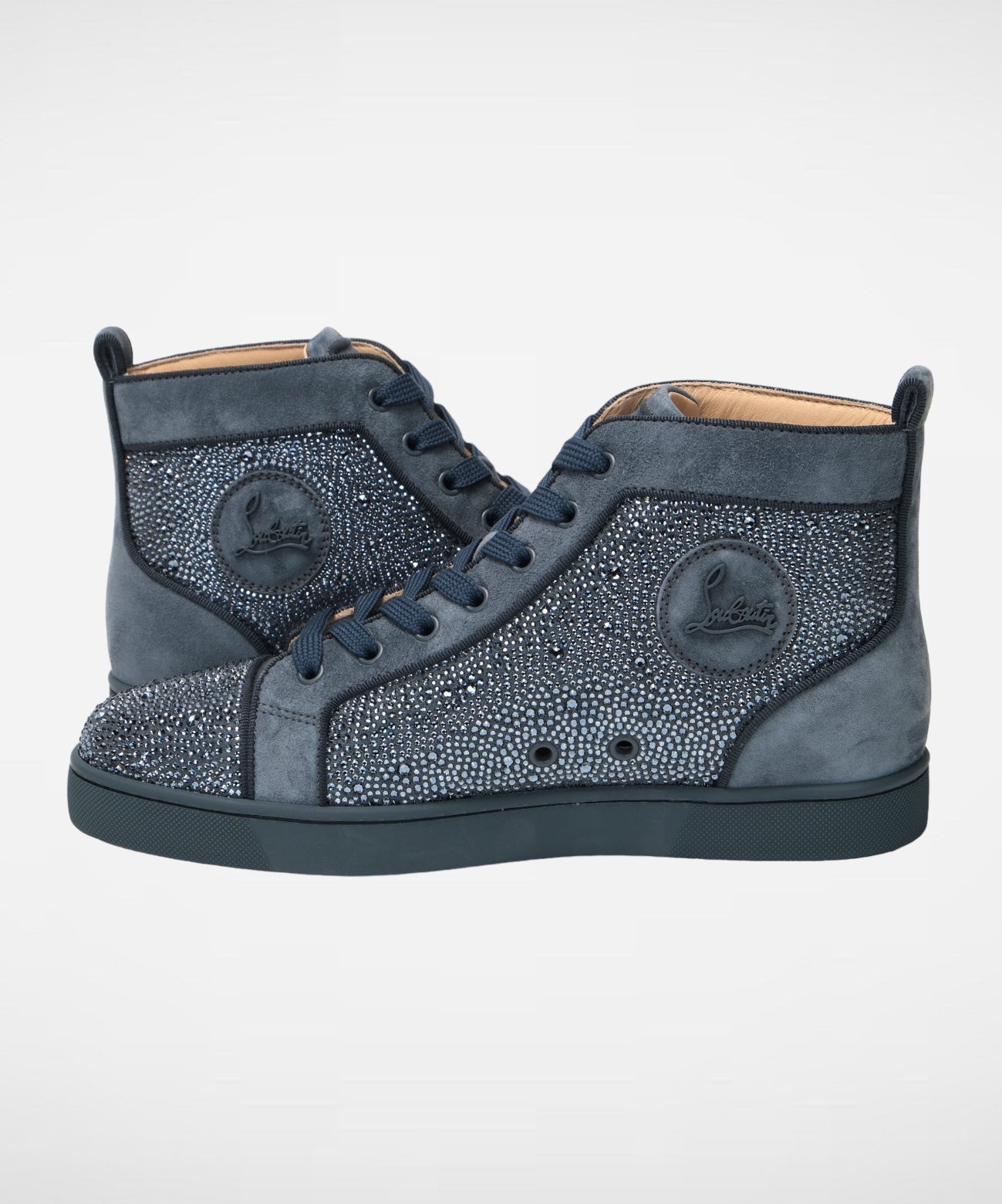 Christian Louboutin Blauw Louis Junior Spikes High Top Sneakers